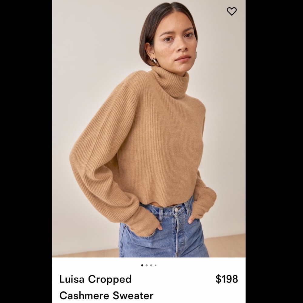 Reformation Luisa Cropped Cashmere Turtleneck